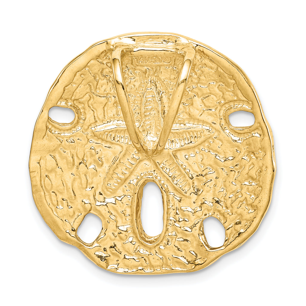 14K Gold Polished Sand Dollar Slide Pendant Fits 8mm Omega
