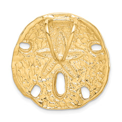 14K Gold Polished Sand Dollar Slide Pendant Fits 8mm Omega