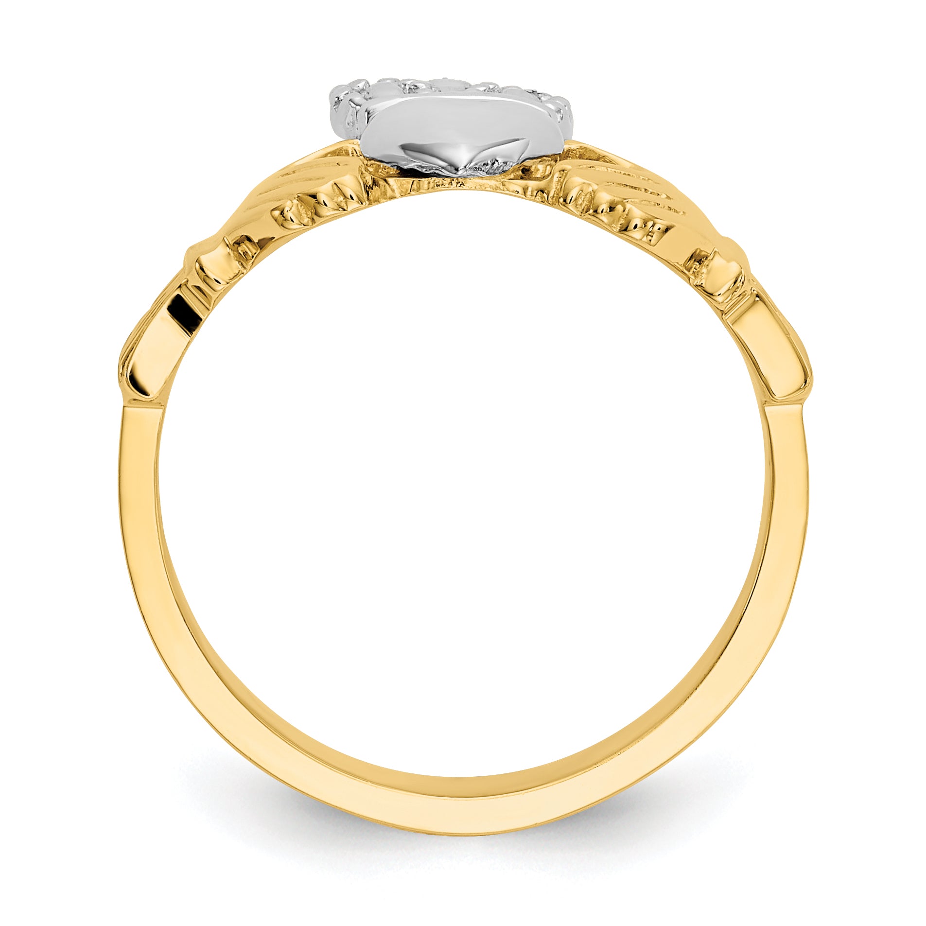 14k Two-tone Polished Claddagh Ring Secondary image
