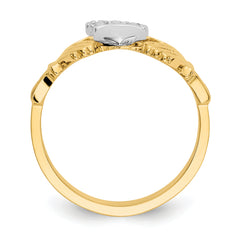 14k Two-tone Polished Claddagh Ring - 6