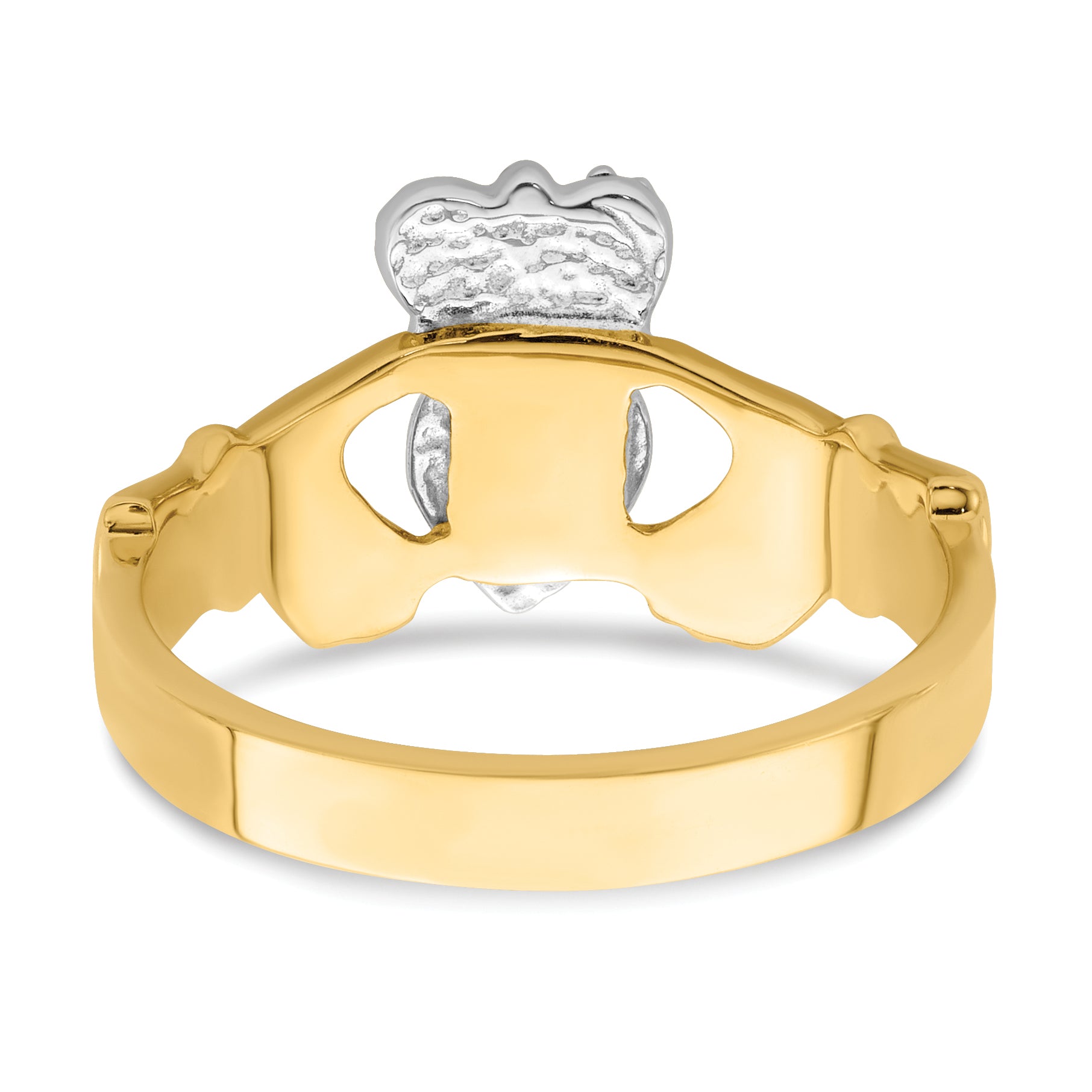 14k Two-tone Polished Claddagh Ring - 6