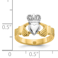 14k Two-tone Polished Claddagh Ring - 6