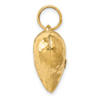 14K Gold 3D Heart Pendant with Polished & Hammered Finish