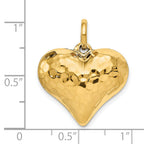 14K Gold 3D Heart Pendant with Polished & Hammered Finish