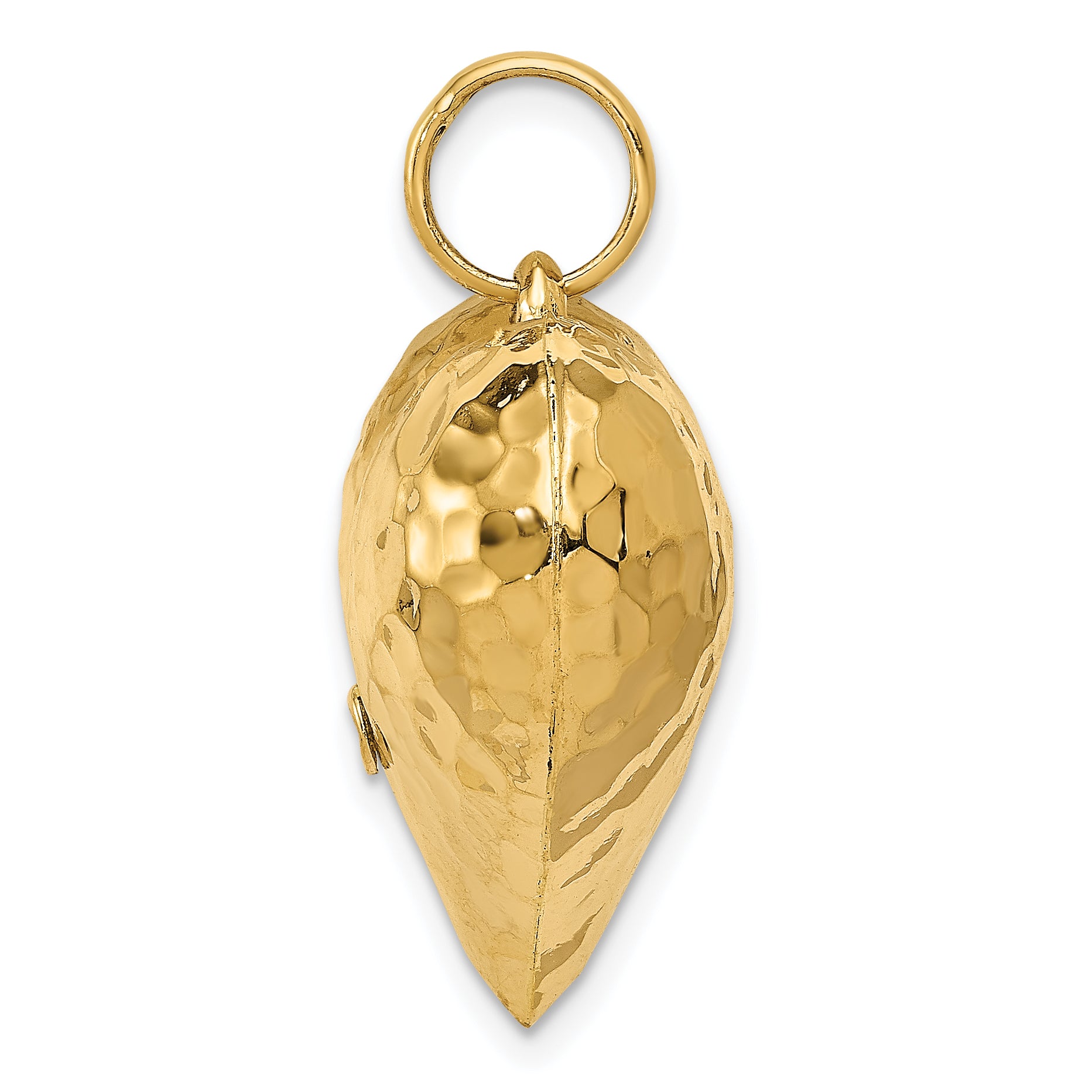 14K Gold 3D Heart Pendant with Polished & Hammered Finish Secondary image