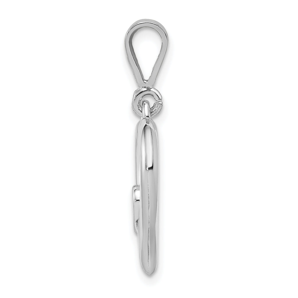 14K White Gold 3D Heart Pendant with Satin Polished Finish