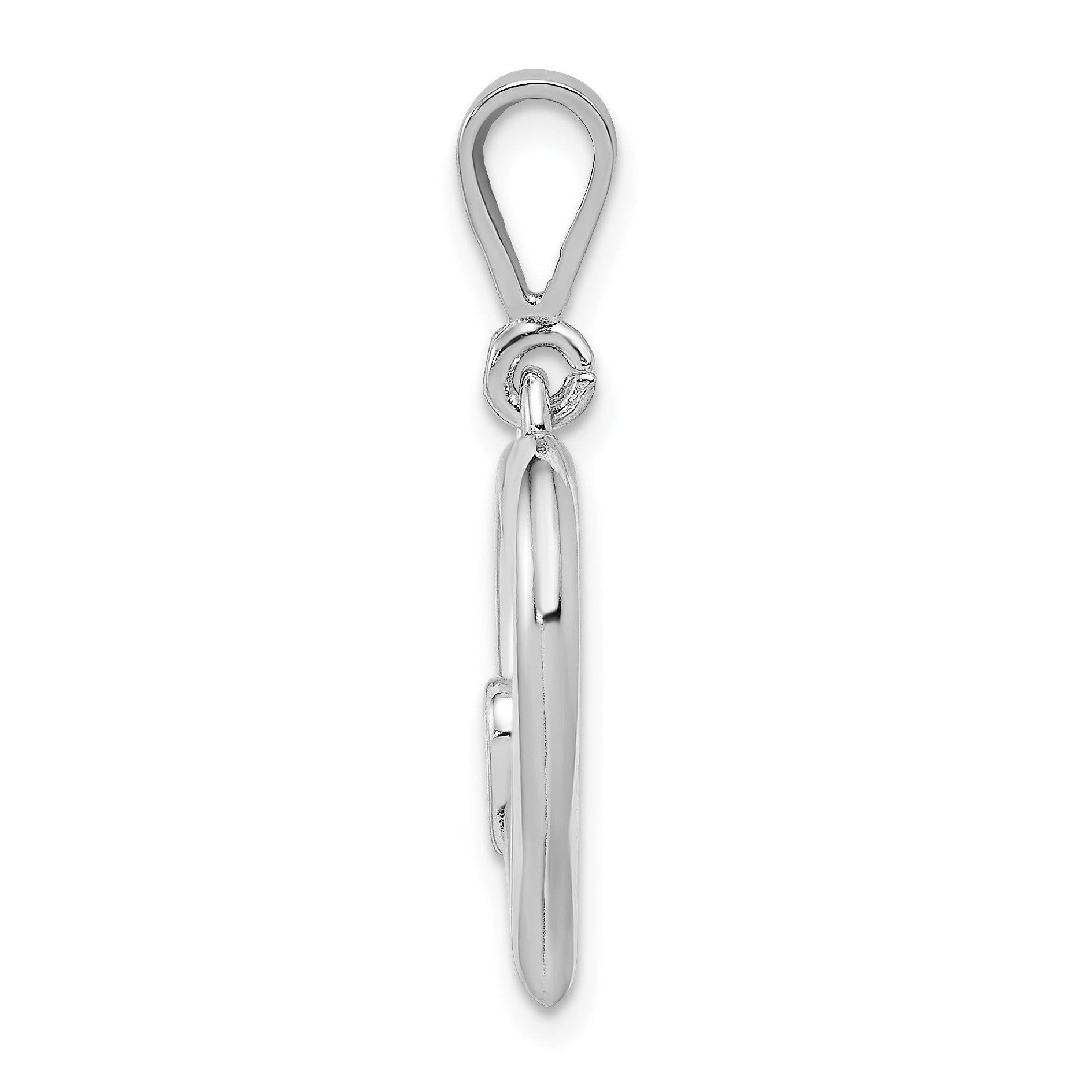14K White Gold 3D Heart Pendant with Satin Polished Finish