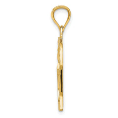 14K Gold Satin Diamond-Cut Crooked Heart Pendant  Elegant, Textured Design