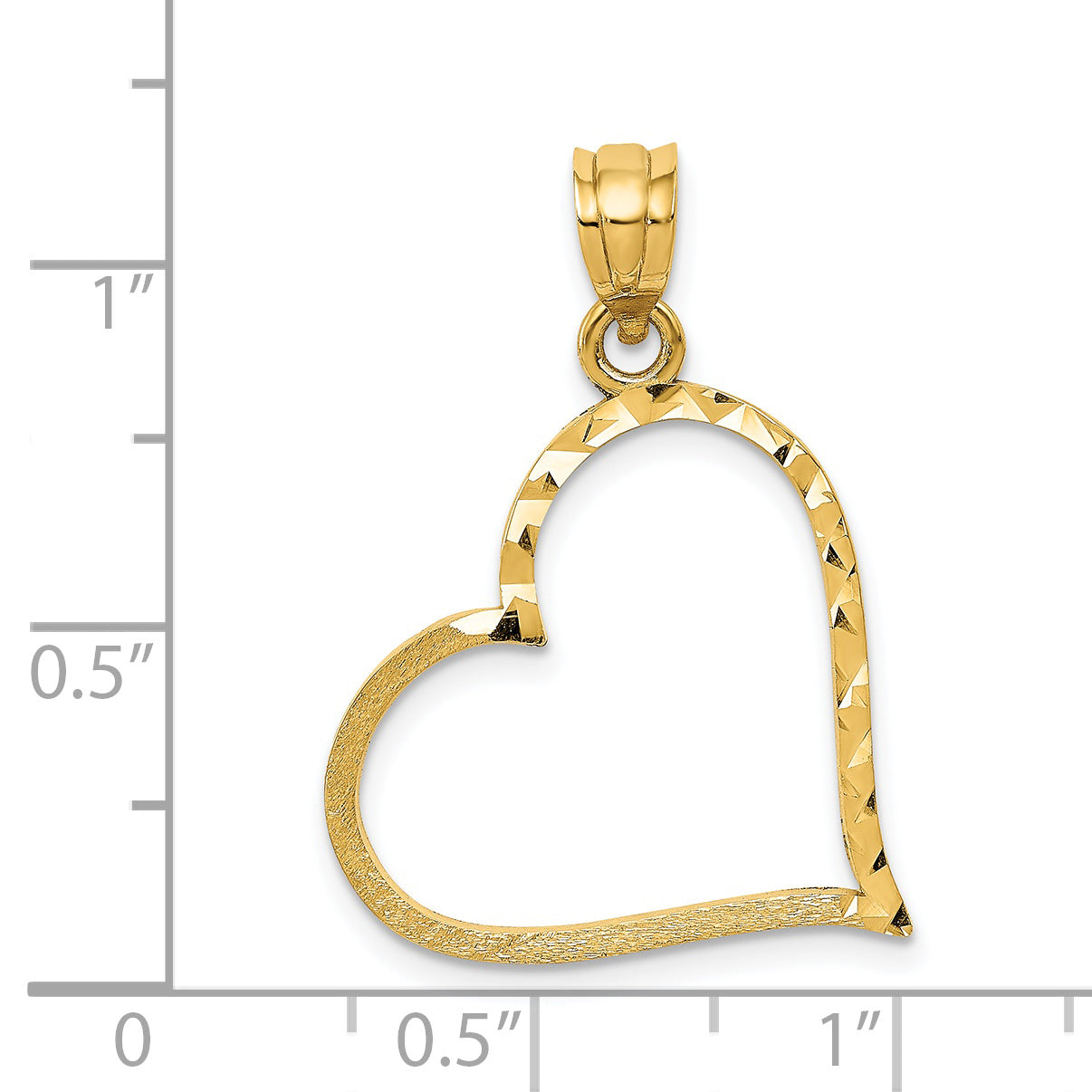 14K Gold Satin Diamond-Cut Crooked Heart Pendant  Elegant, Textured Design