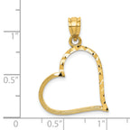 14K Gold Satin Diamond-Cut Crooked Heart Pendant  Elegant, Textured Design