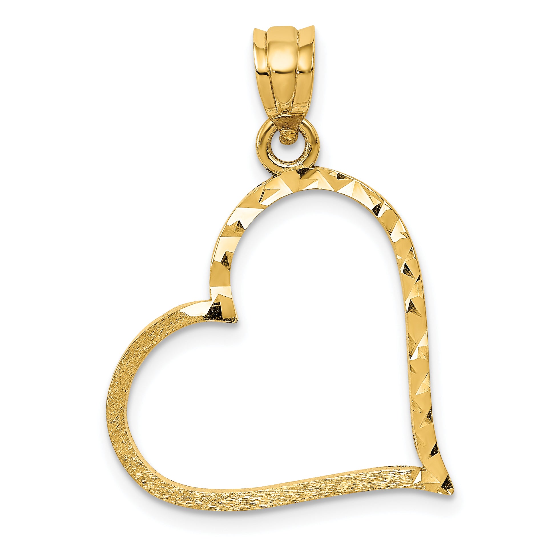 14K Satin Diamond-cut Crooked Heart Pendant Main image