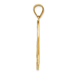14K Gold Satin Diamond-Cut Crooked Heart Pendant with Polished Finish