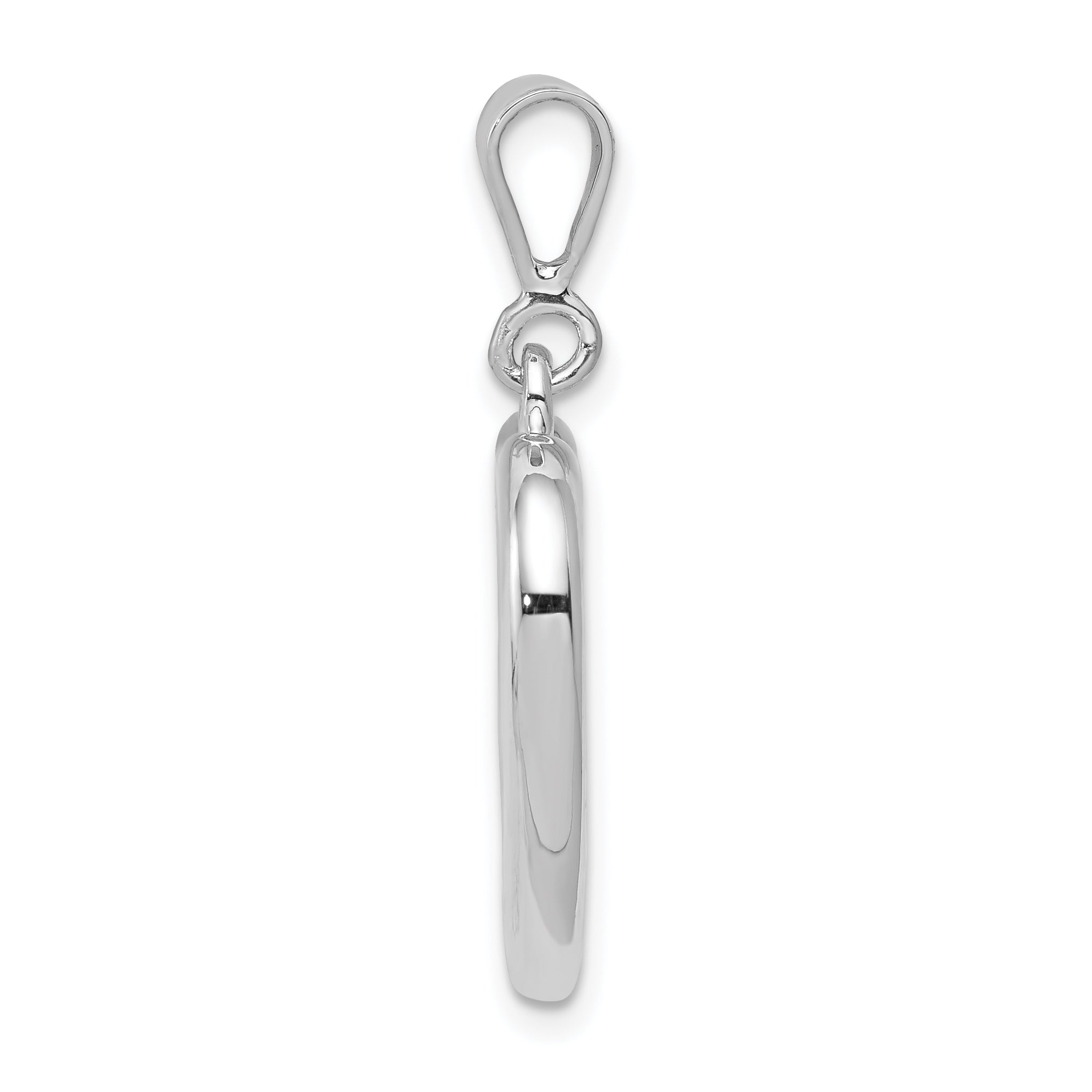 14K White Gold Polished Heart Pendant with Rhodium 3D Design Secondary image