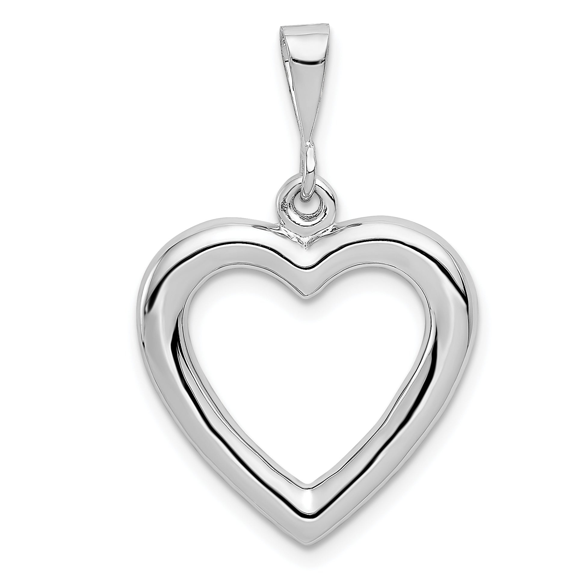 14k White Gold Solid Polished Heart Pendant Main image