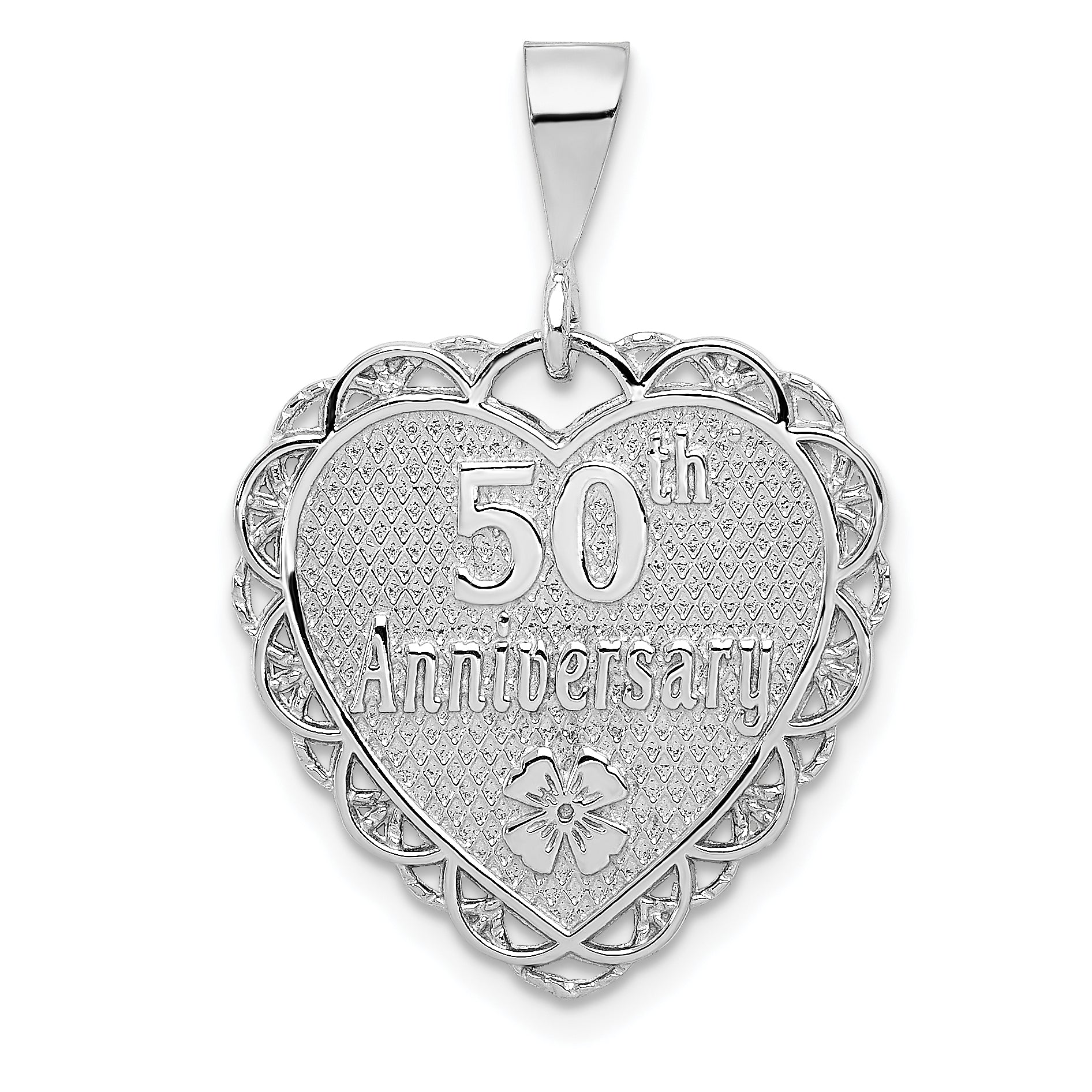 14k White Gold Reversible 50th ANNIVERSARY Charm Main image