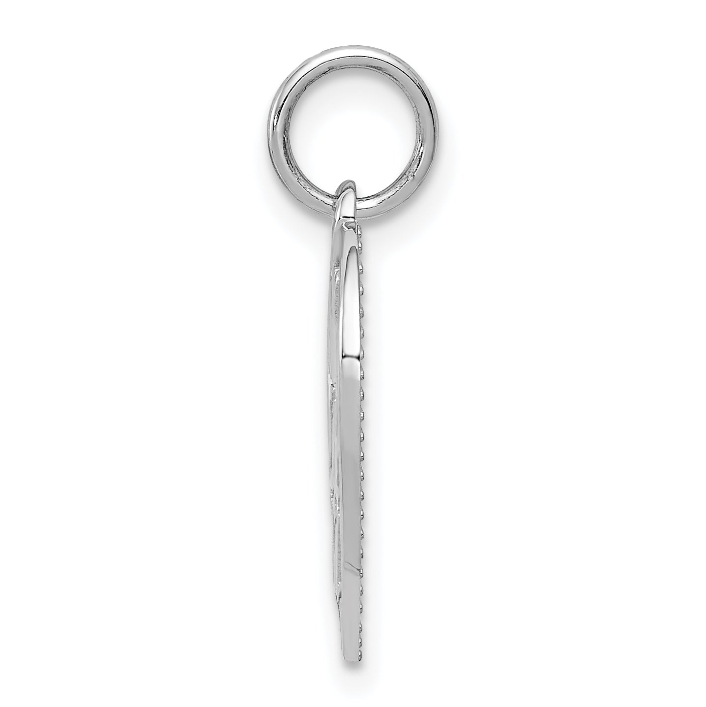 14K White Gold DADDYS LITTLE GIRL Heart Charm with Polished Rhodium Finish