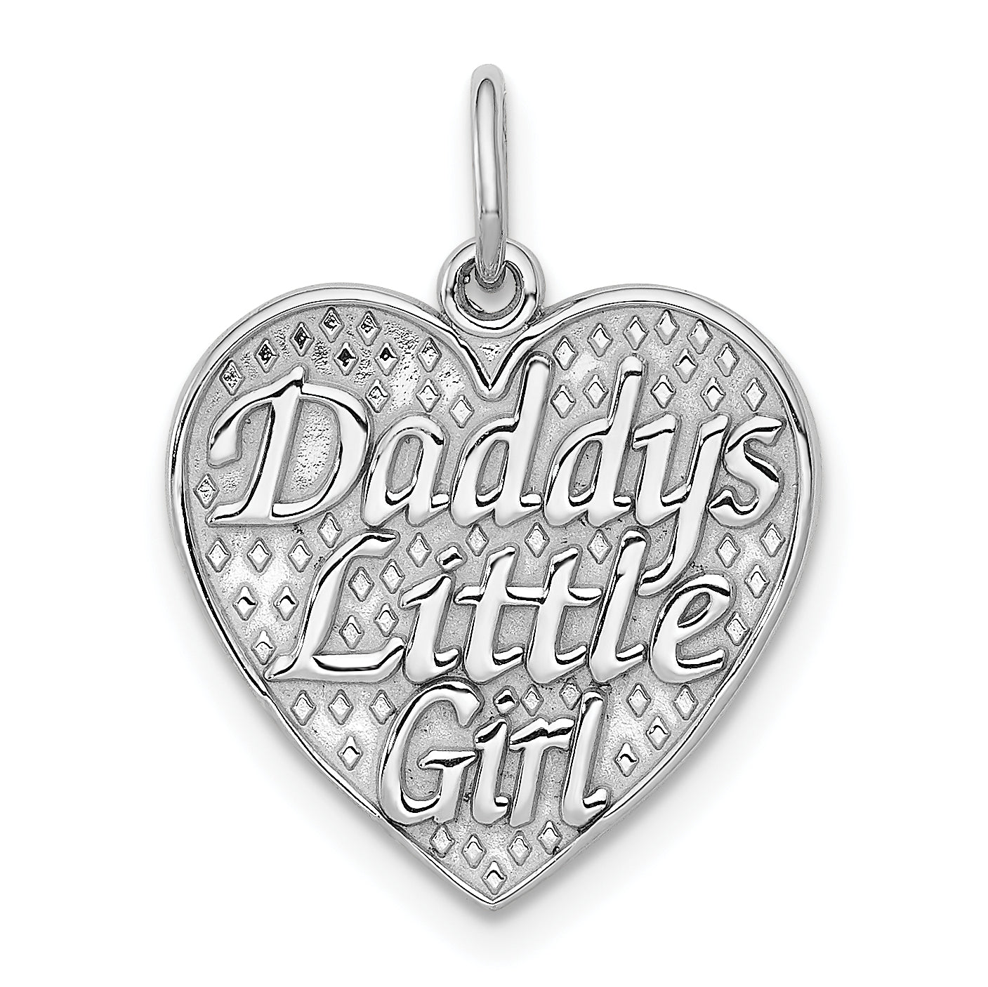 14k White Gold Polished DADDYS LITTLE GIRL in Heart Charm Main image