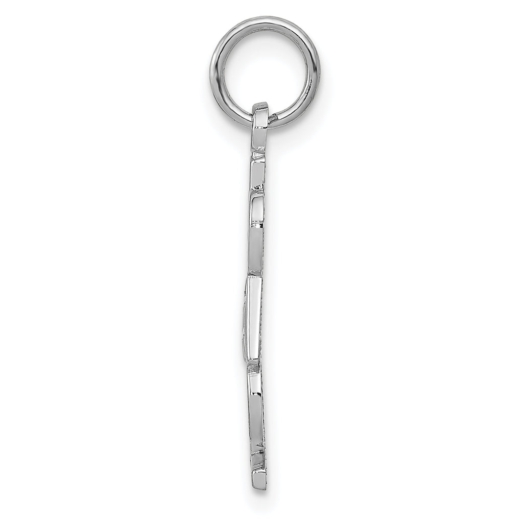 14K White Gold #1 DAD Polished Charm with Rhodium Plating for Men