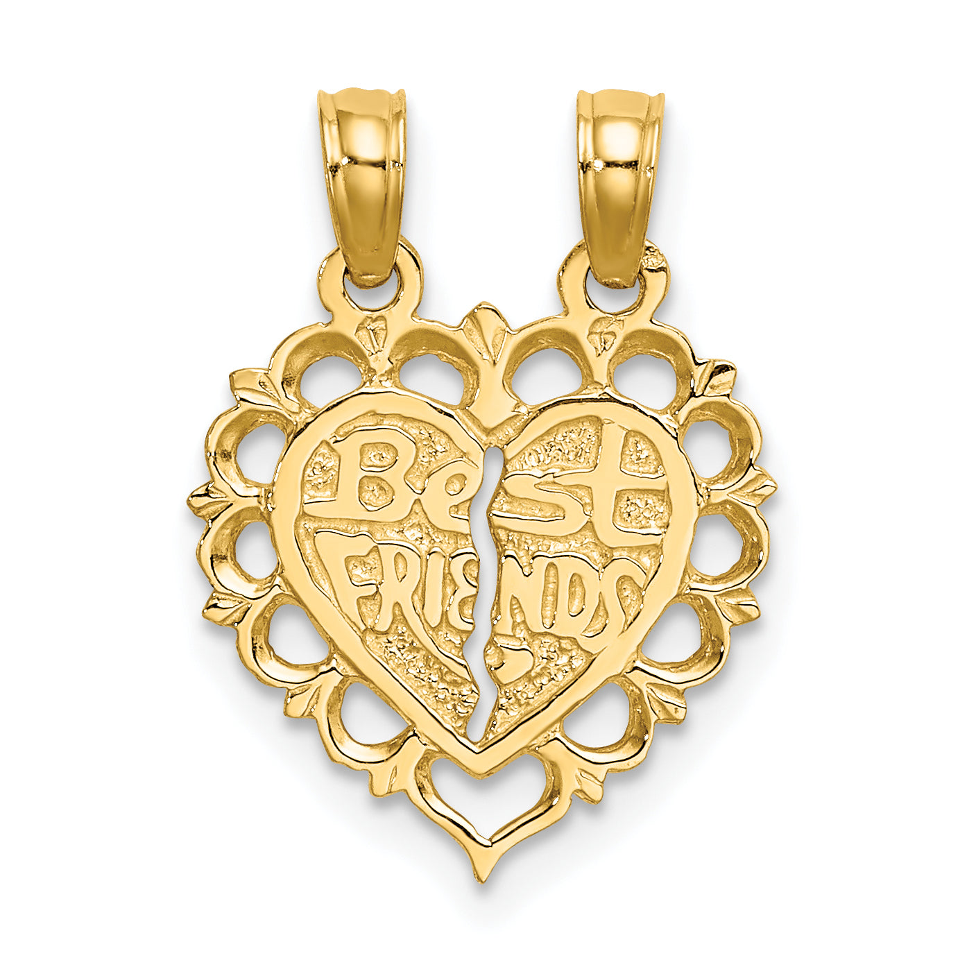14k Polished BEST FRIEND 2 Piece Break-Apart Heart Charm Main image