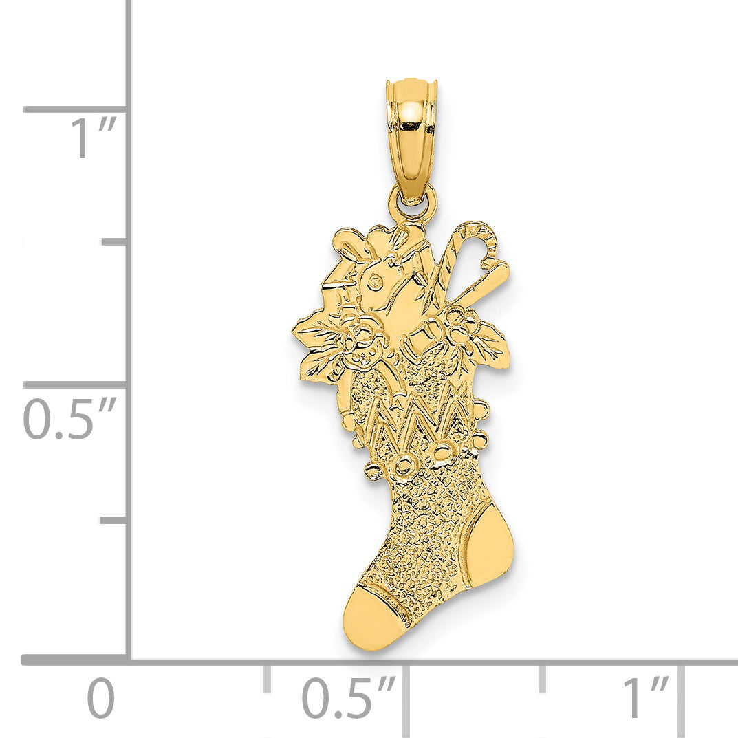 14k Polished Christmas Stocking Charm