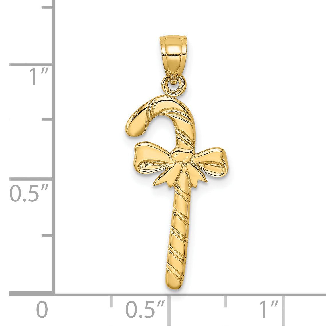 14k Solid Polished Candy Cane Charm