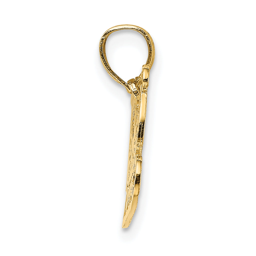 14K Gold Polished Sleigh Charm with Flat Back Elegant Holiday Design