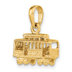 14K Gold 3D Trolley Car Pendant with Polished Finish