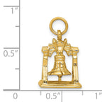 14K Gold Polished 3D Liberty Bell Charm  Solid, Textured, Themed