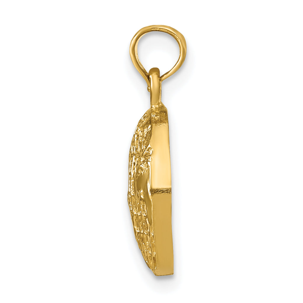 14K Gold Polished Globe Pendant for Men  Solid Cast Yellow Gold
