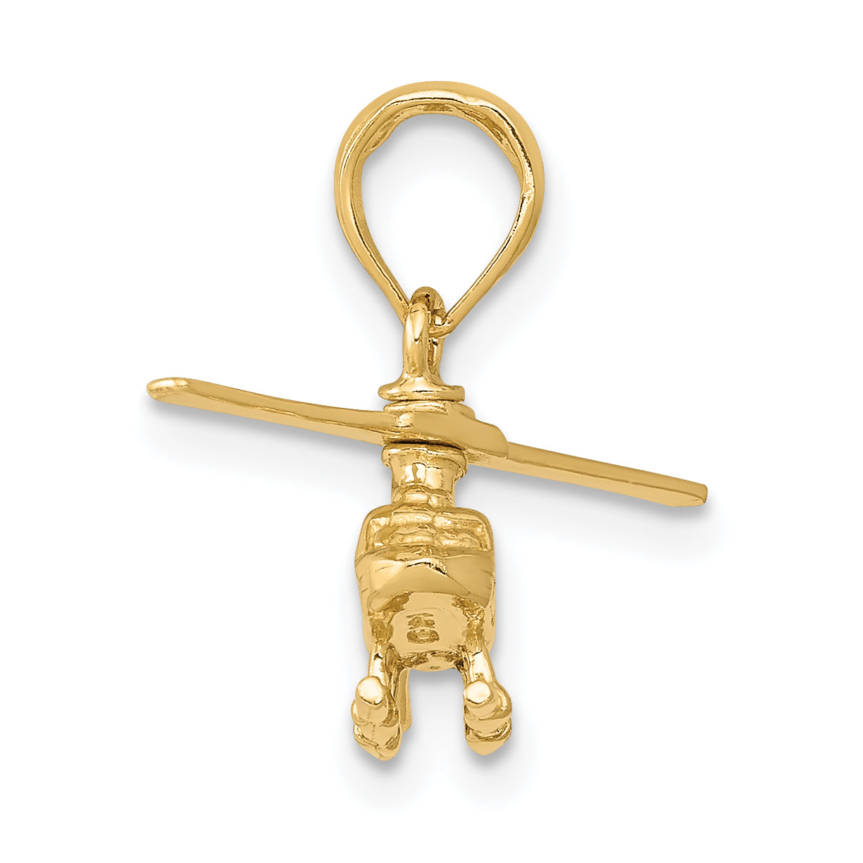 14K Gold 3D Moveable Helicopter Pendant for Men Polished Finish Secondary image