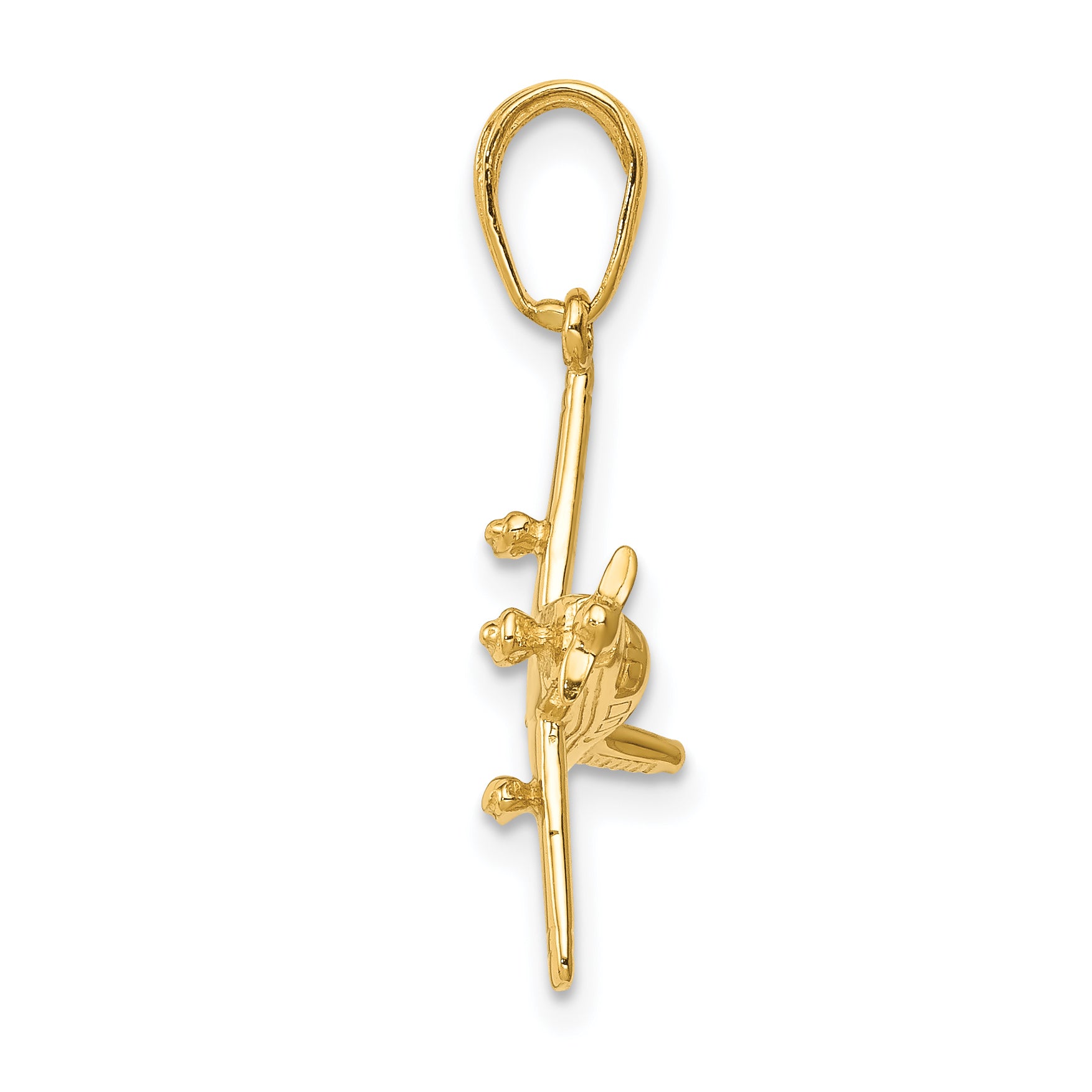 14K Gold 3D Low-Wing Airplane Pendant Polished for Men Secondary image
