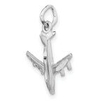 14K White Gold 3D Airplane Charm with Polished Rhodium Finish for Men