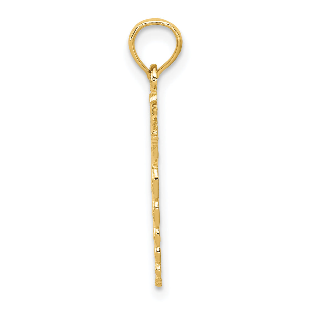 14K Gold Caduceus Pendant with Polished Finish Solid and Durable Design