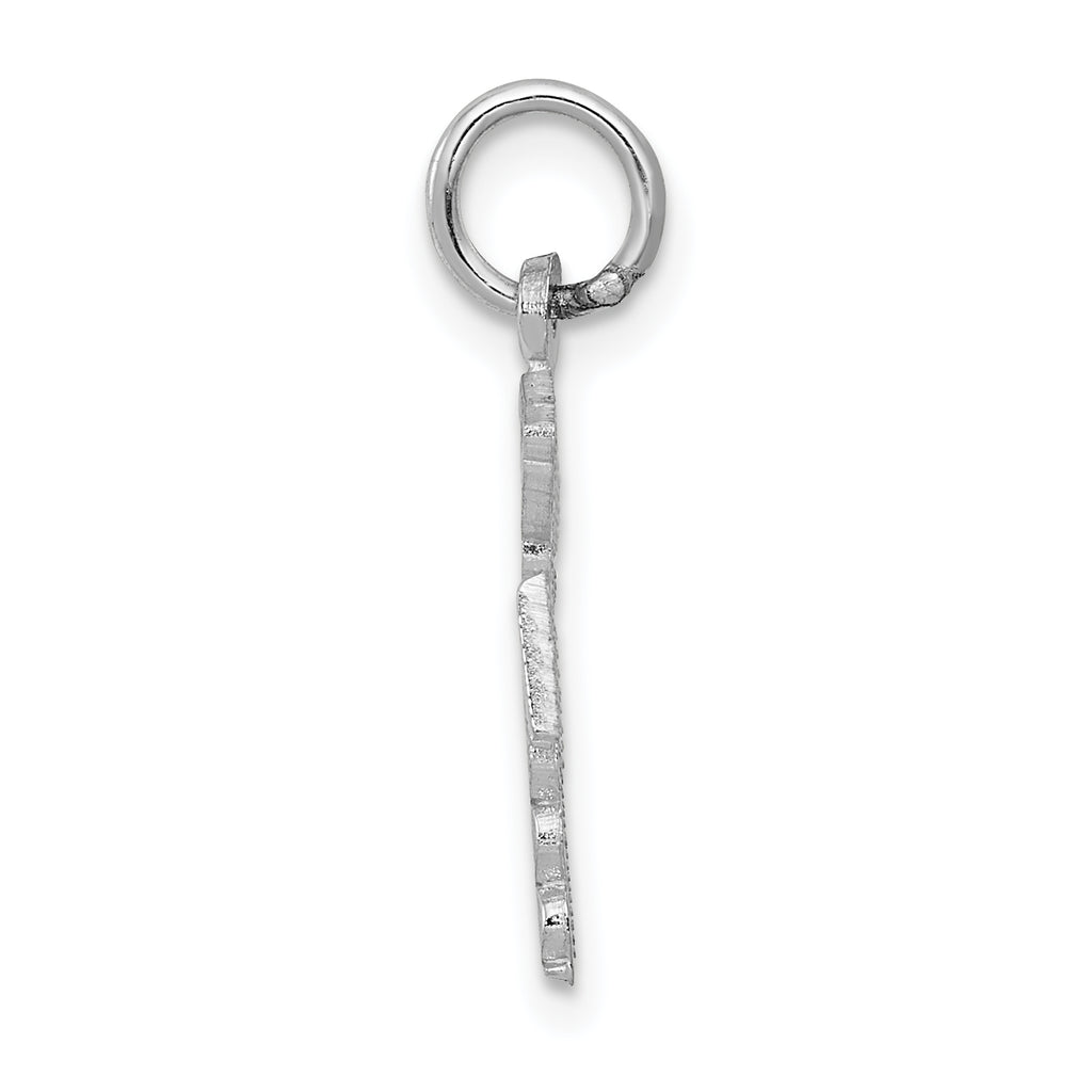 14K White Gold RN Charm with Polished Finish and Rhodium Plating