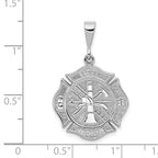 14K White Gold Fire Rescue Pendant with Polished Finish for Men