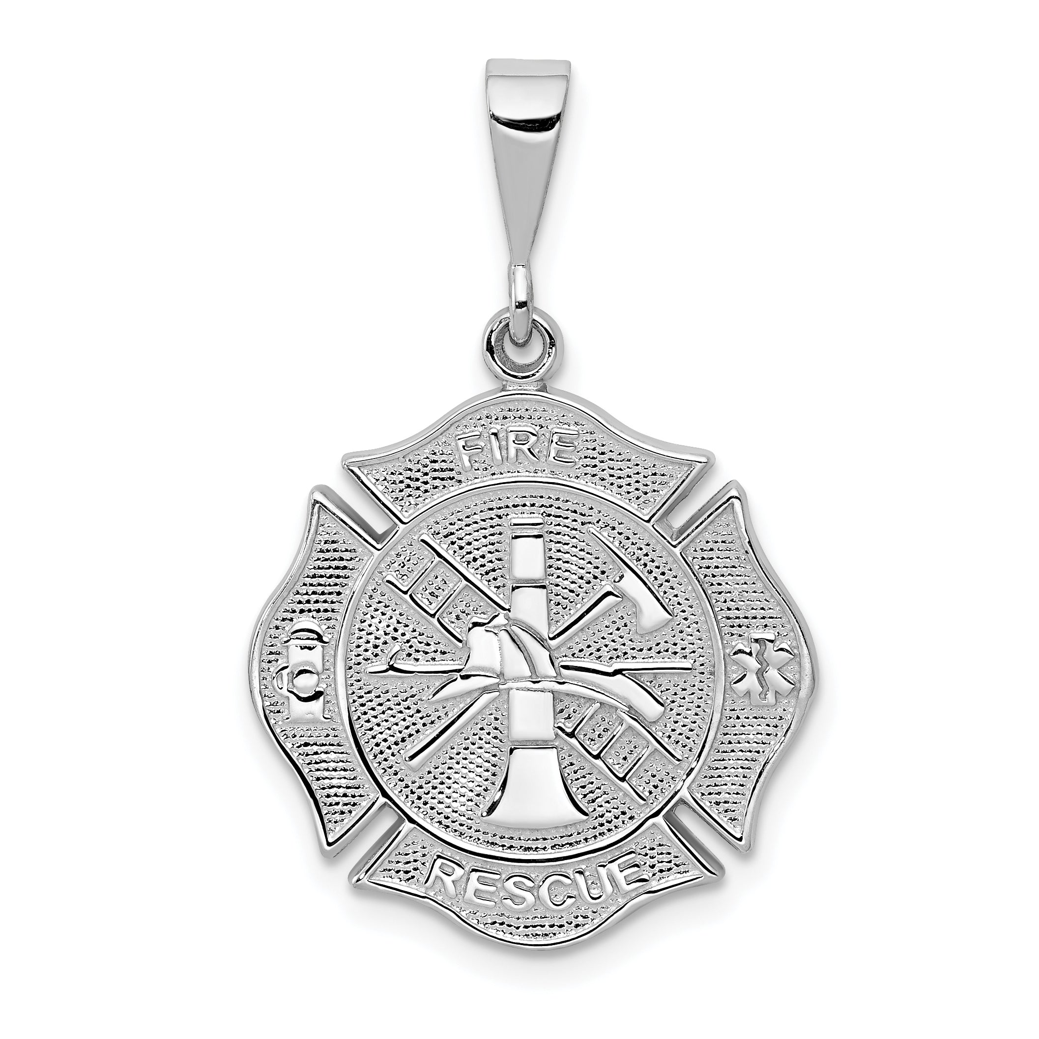 14k White Gold FIRE RESCUE Pendant Main image