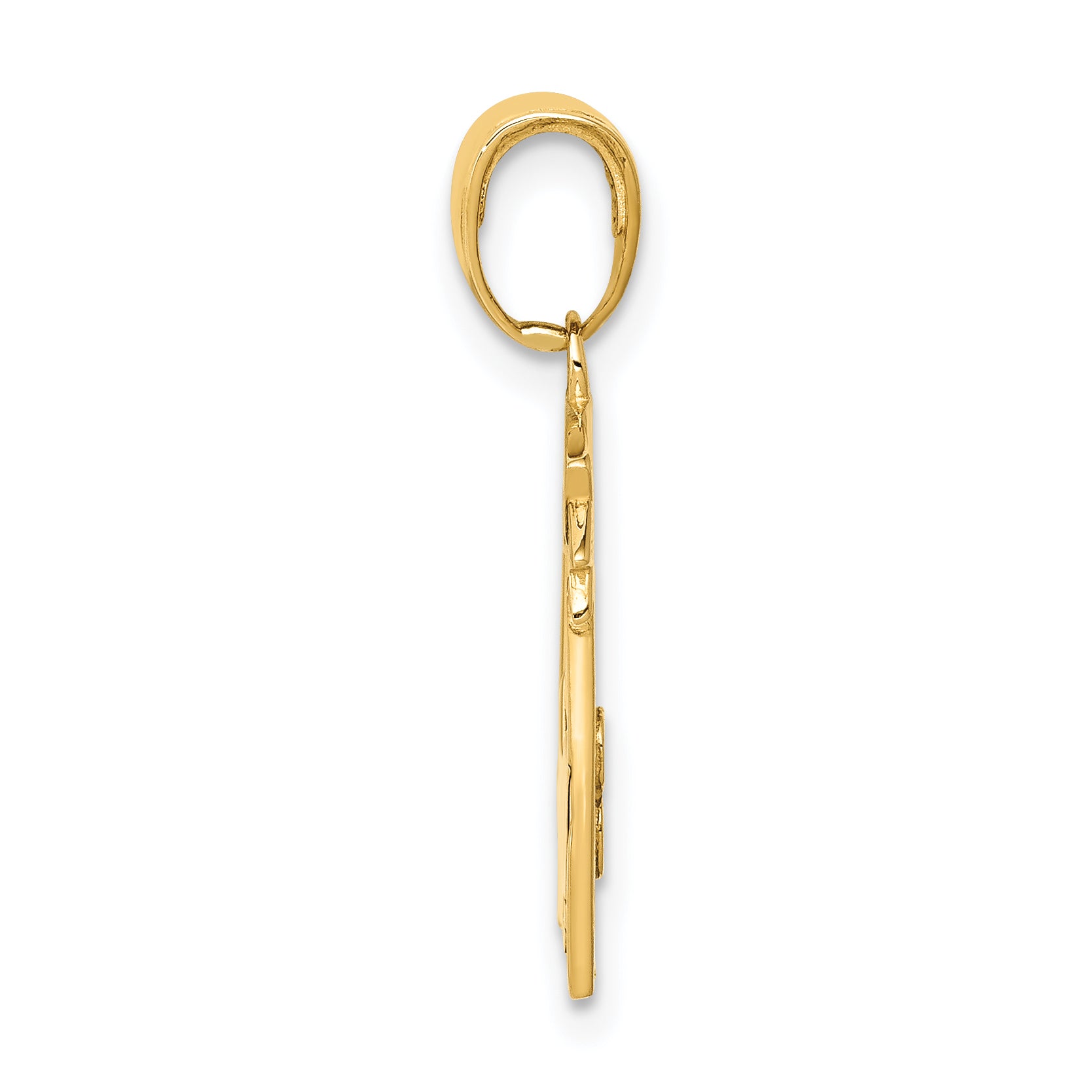 14K Gold TEACHER Pendant with Polished Flat Back