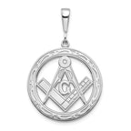 14k White Gold Polished & Textured Large Masonic Symbol Pendant