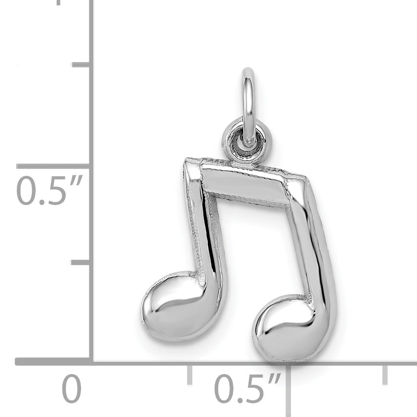 14K White Gold Polished Musical Notes Charm Elegant Rhodium Finish