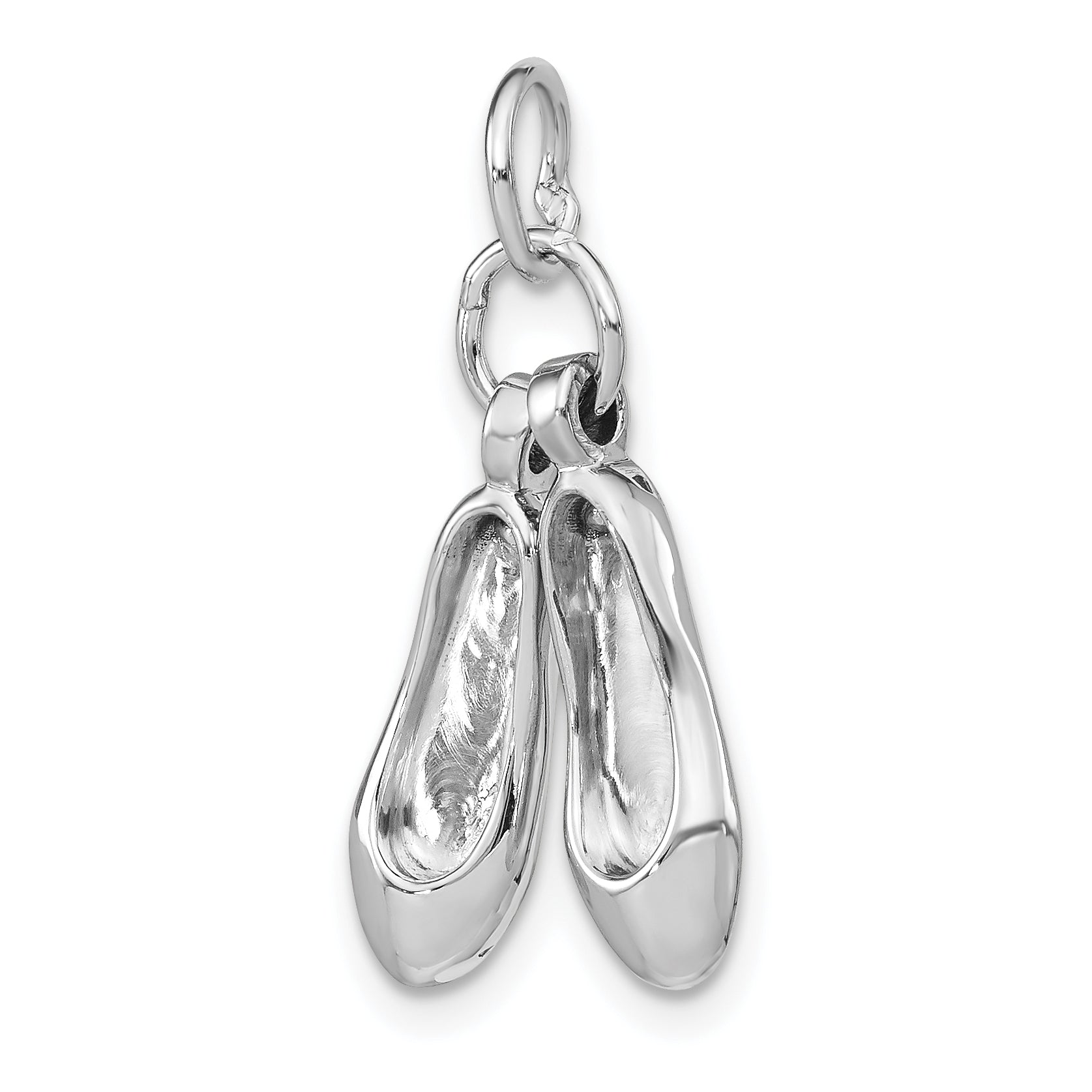 14K White Gold 3D Ballet Slippers Charm with Moveable Design