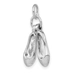 14K White Gold 3D Ballet Slippers Charm with Moveable Design