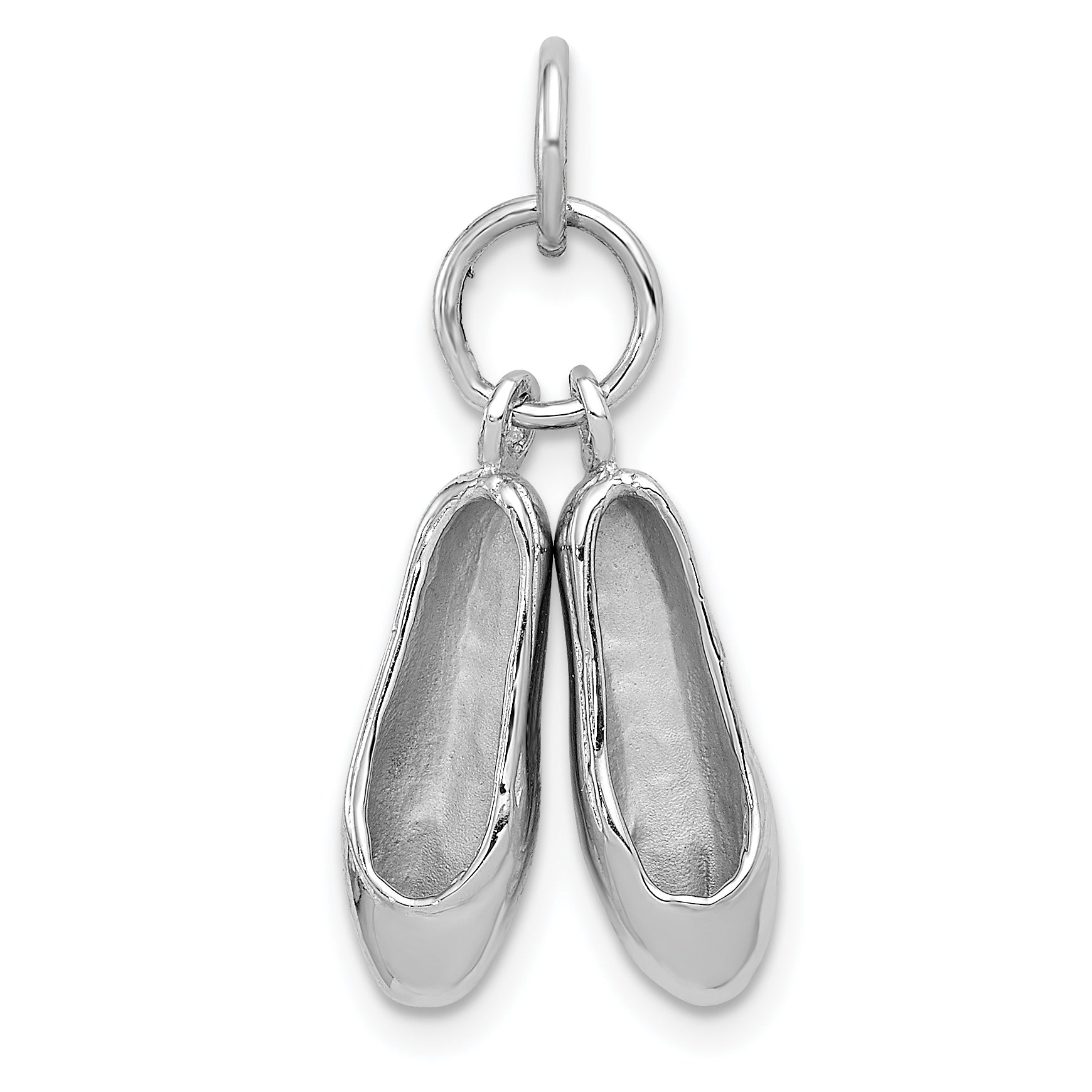 14K White Gold Solid Polished 3-D Moveable Ballet Slippers Charm Main image