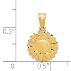 14K Gold Polished Sun Face Pendant  Solid & Elegant Design