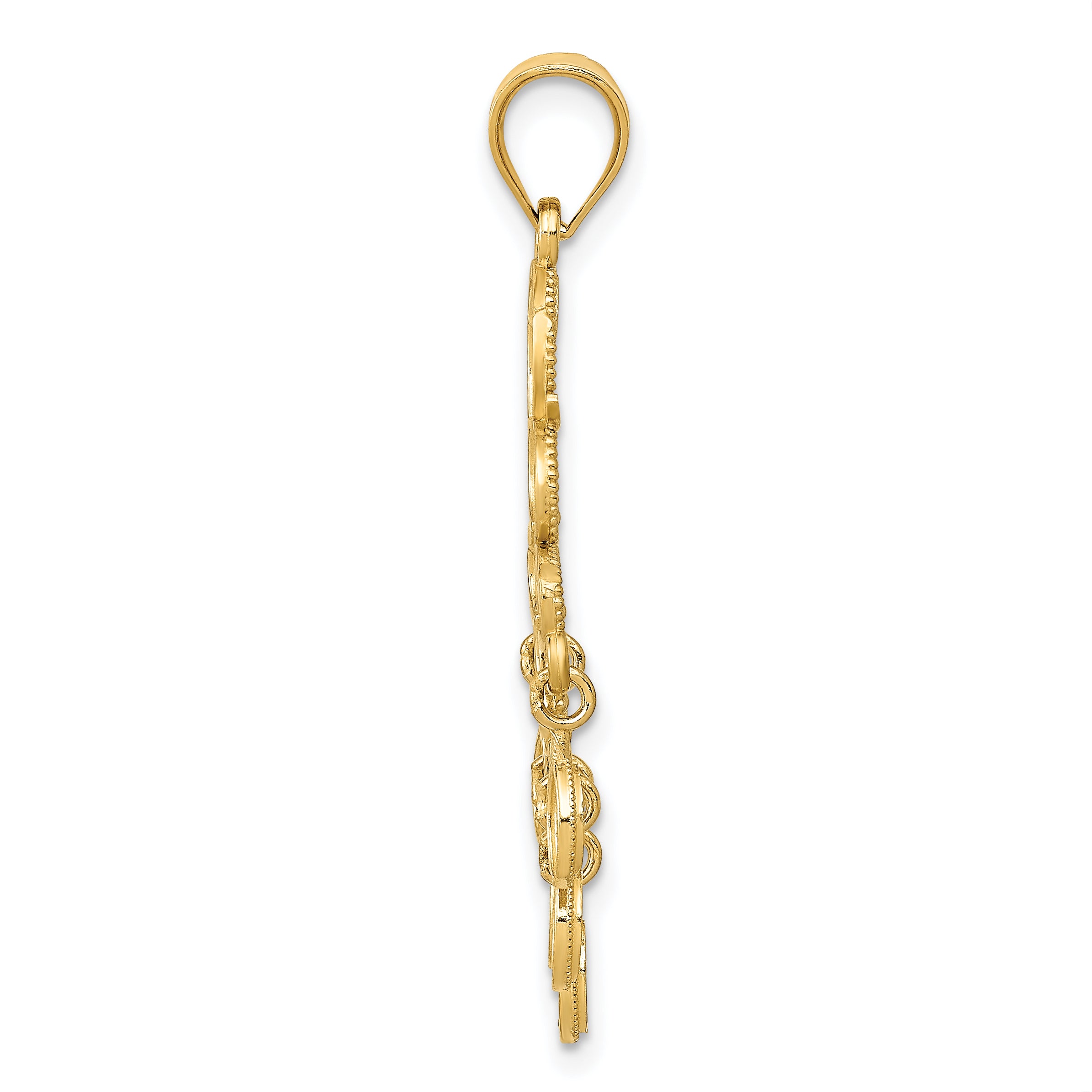 14K Gold Polished Diamond-Cut Chandelier Pendant  Elegant Solid Design