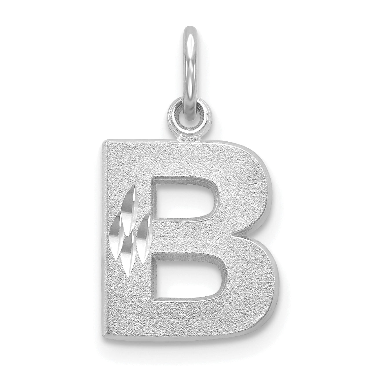 14KW Satin Diamond-cut Letter B Initial Charm Main image