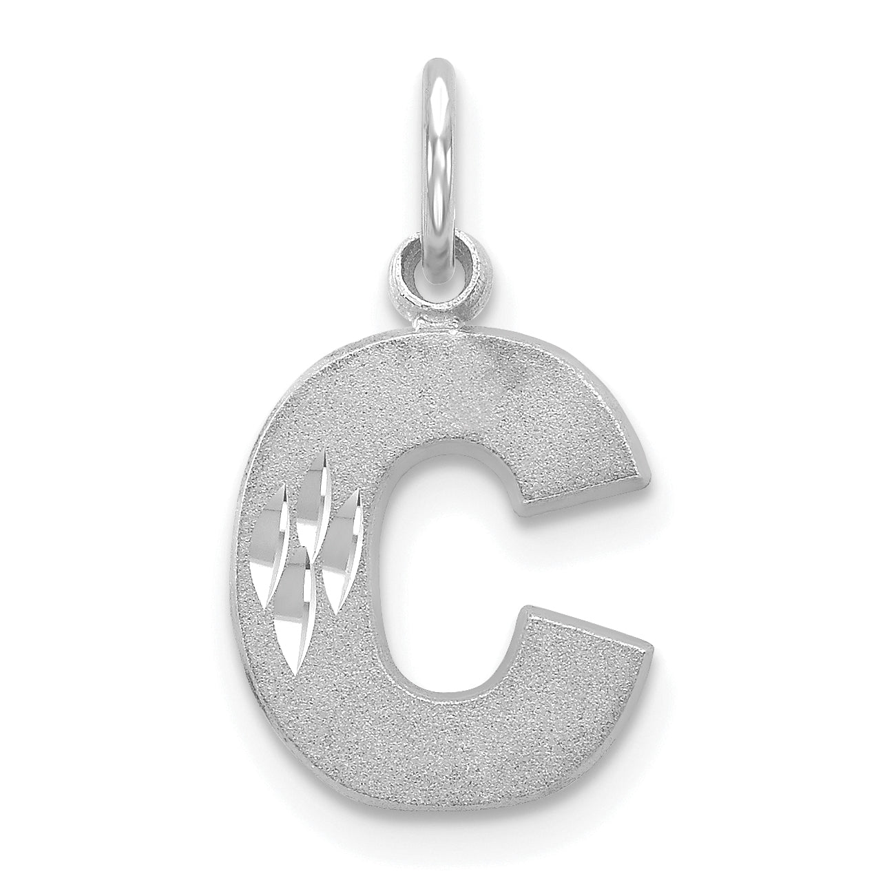 14KW Satin Diamond-cut Letter C Initial Charm Main image
