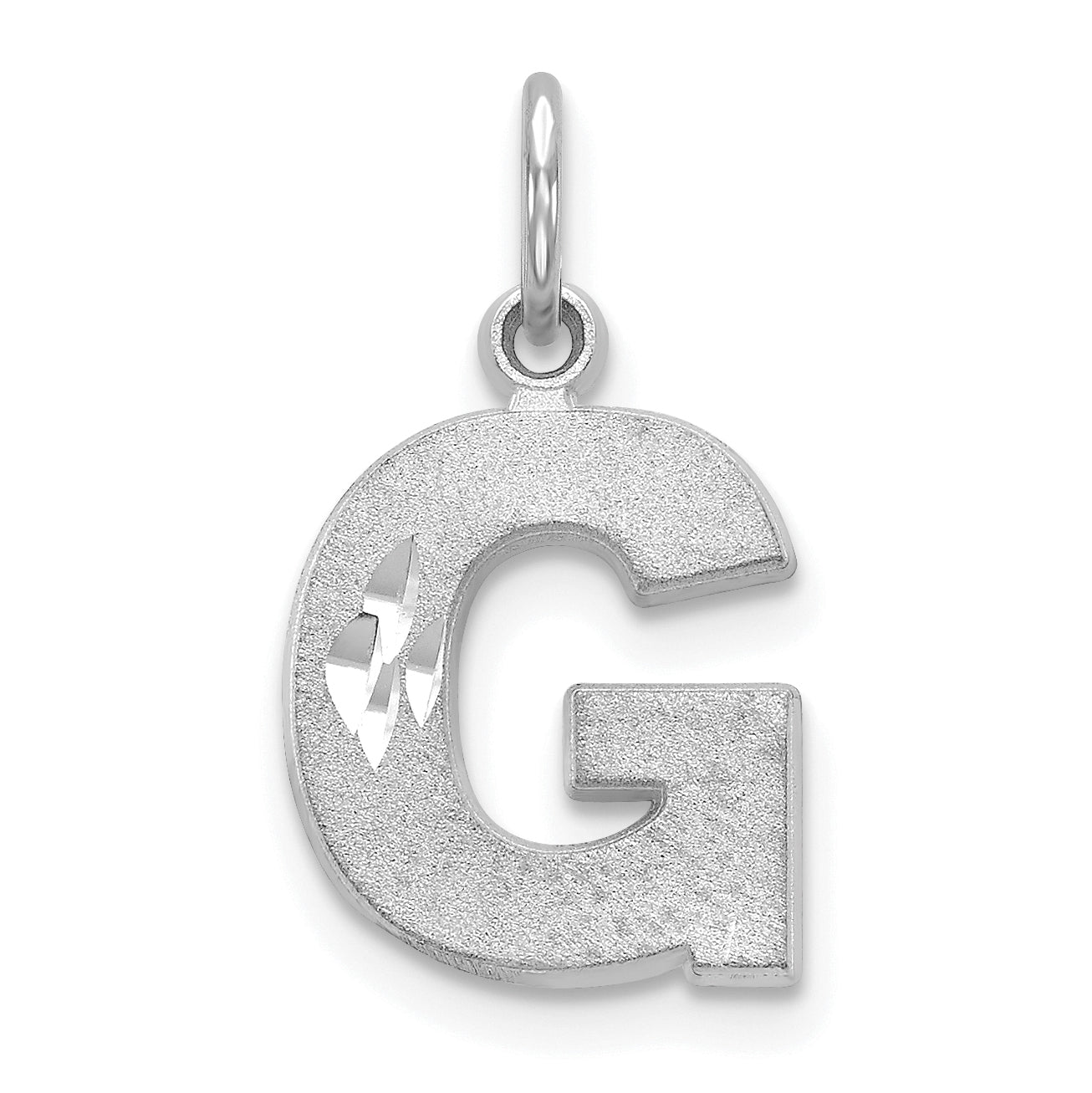 14KW Satin Diamond-cut Letter G Initial Charm Main image