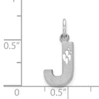 14K White Gold Brushed Diamond-Cut Letter J Initial Charm