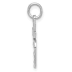 14K White Gold Diamond-Cut Apple Charm with Rhodium Plating Polished Finish