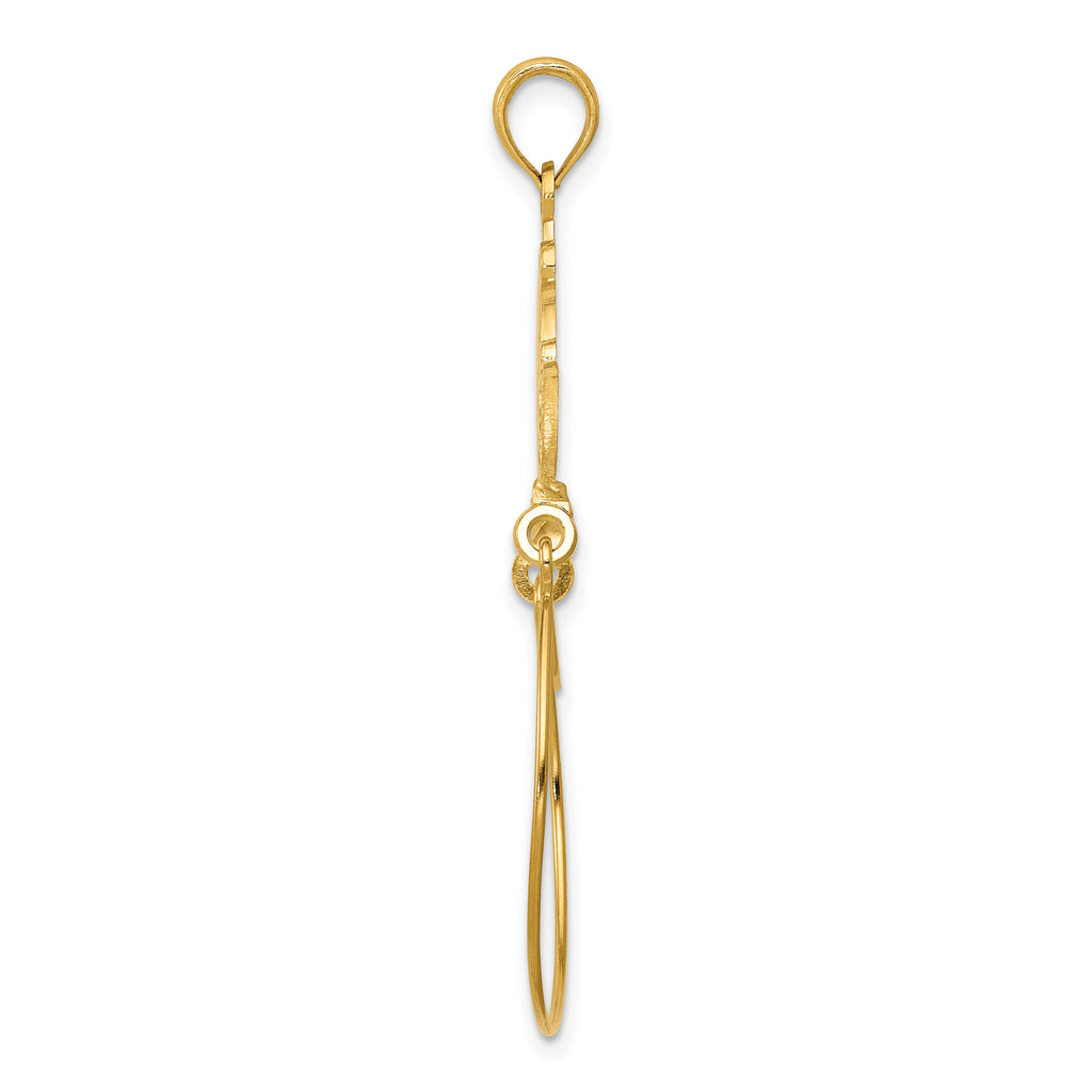 14K Gold Polished Ribbon Charm Holder Pendant  Elegant Solid Design